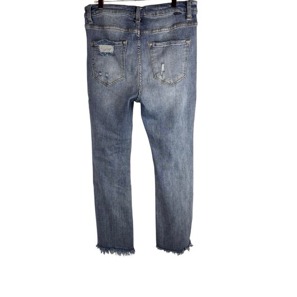 Risen Stretch Distressed Raw Hem Straight High Rise Jeans 13/31 - Picture 2 of 6